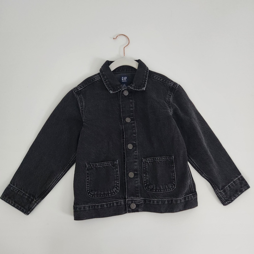 NWT Gap Kids Black Wash‎ Chore Denim Jacket 5 Years 528201-00 Utility Coat
